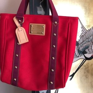 NWOT Louis Vuitton Red Canvas Tote Bag